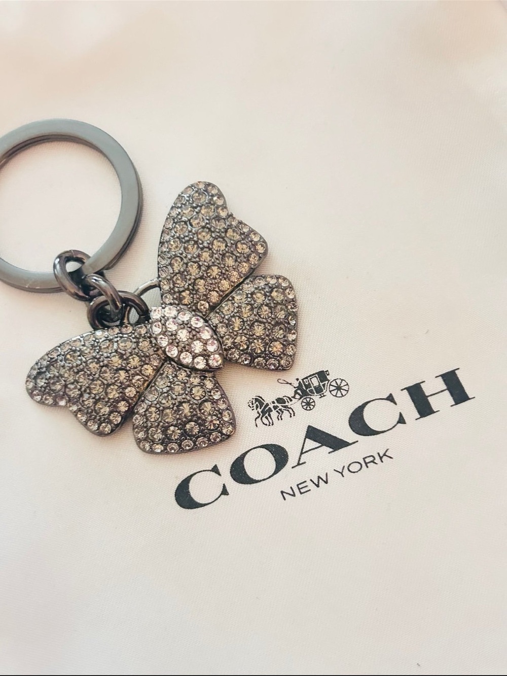 EXTREMELY RARE Vintage Coach Y2K Crystal Butterfly Keychain/ Bag Charm - Picture 8 of 13